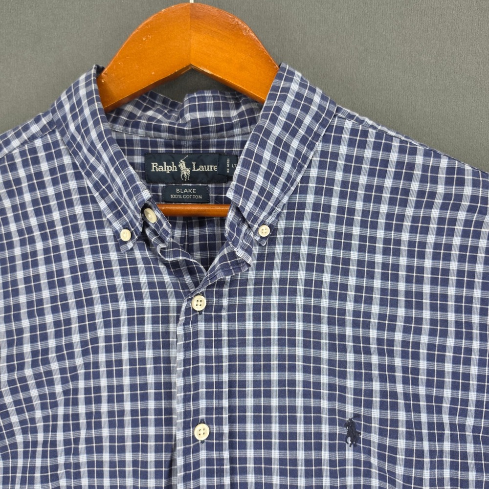 Polo Ralph Lauren Blake Mens LT Blue Plaid Short Sleeve Cotton Button Down Shirt